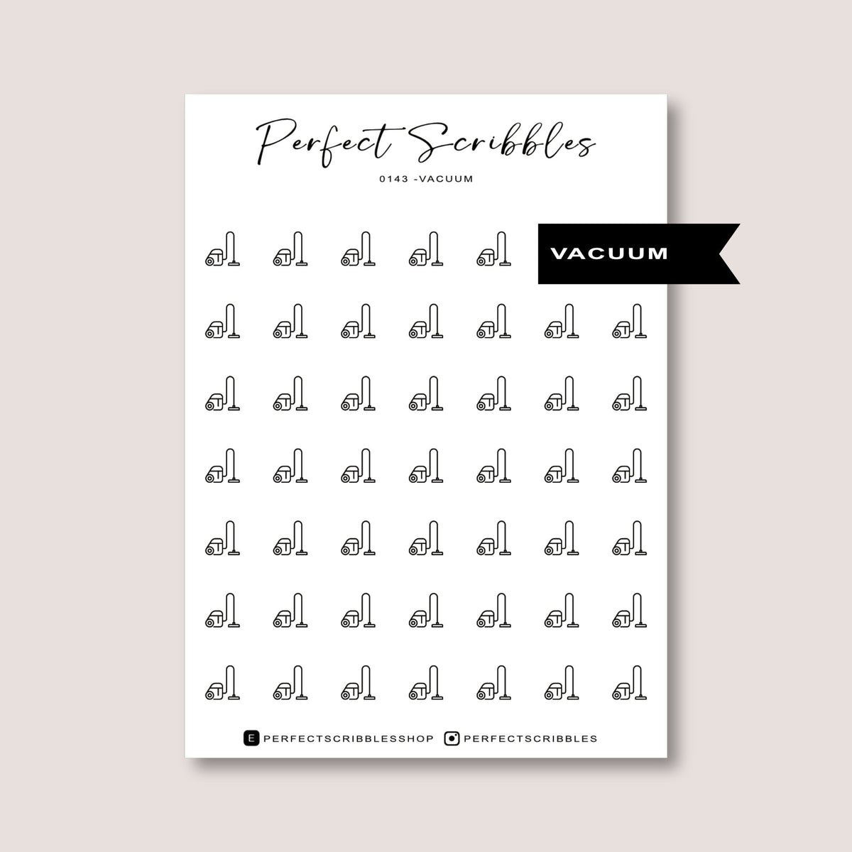 VACUUM icon planner stickers | Minimal | Transparent matte | Stalogy, Hobonichi, Common planner