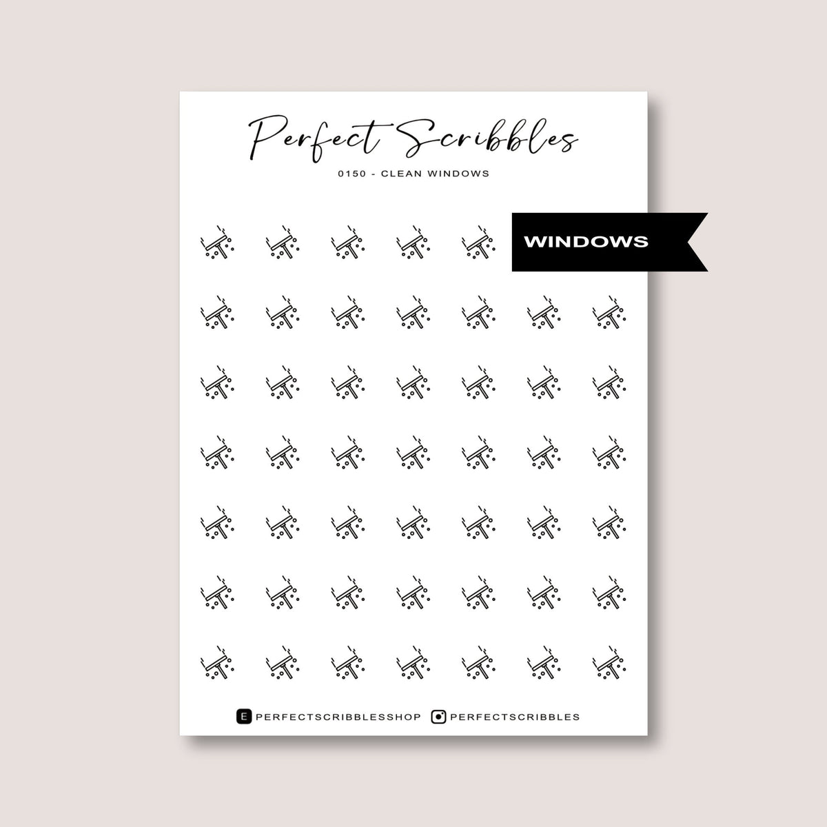 CLEAN WINDOWS icon planner stickers | Minimal | Transparent matte | Stalogy, Hobonichi, Common planner