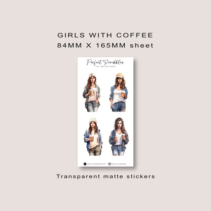 Girls with Coffee Sticker Sheet for Planners and Journals