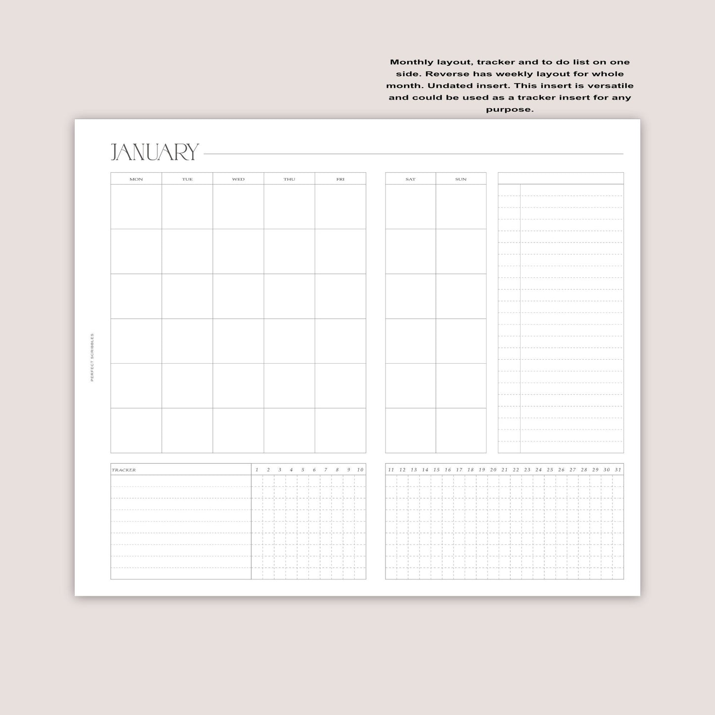 FCC | Franklin Covey Compact | Full year monthly foldout inserts with tracker and weeks on reverse | Ring planner insert | Digital download