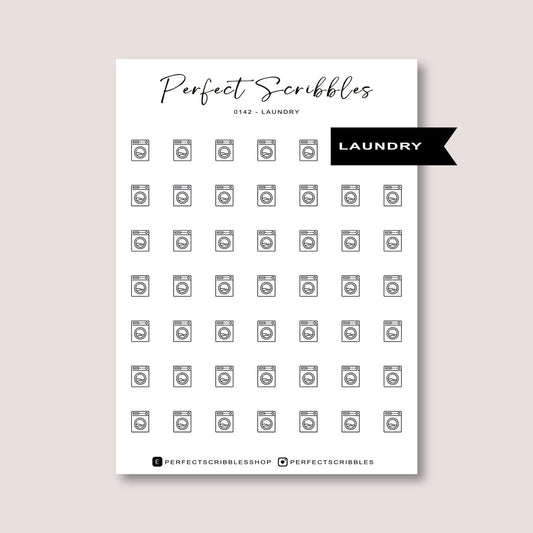 LAUNDRY icon planner stickers | Minimal | Transparent matte | Stalogy, Hobonichi, Common planner