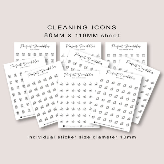 LAUNDRY icon planner stickers | Minimal | Transparent matte | Stalogy, Hobonichi, Common planner