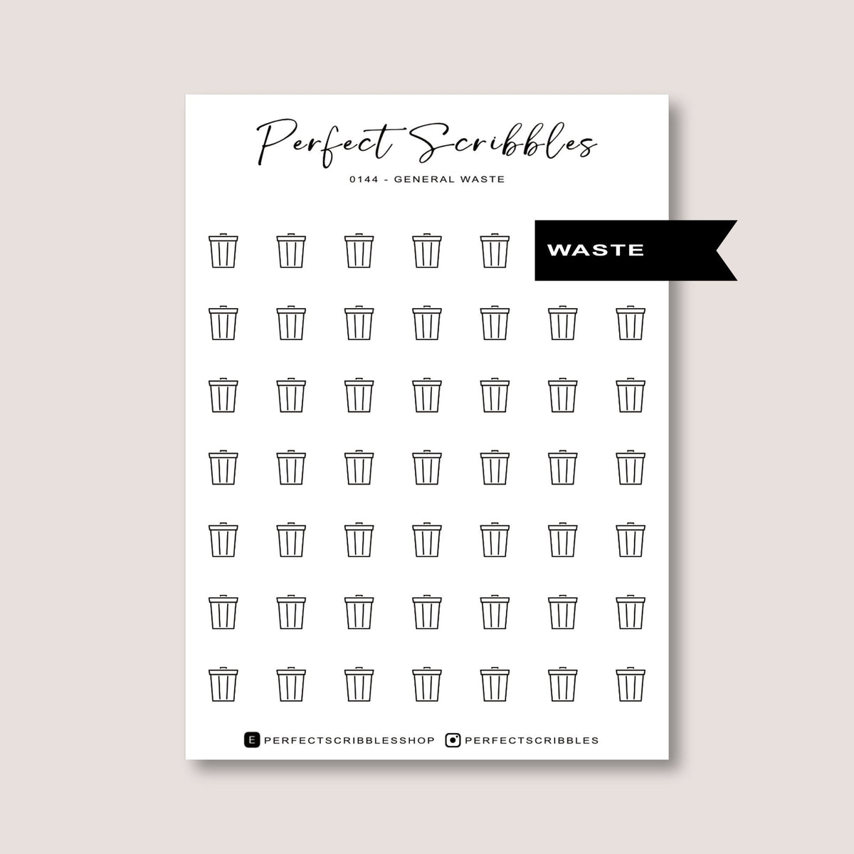 BIN DAY icon planner stickers | Minimal | Transparent matte | Stalogy, Hobonichi, Common planner