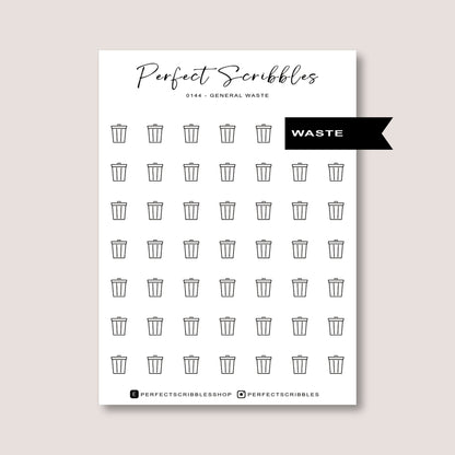 BIN DAY icon planner stickers | Minimal | Transparent matte | Stalogy, Hobonichi, Common planner