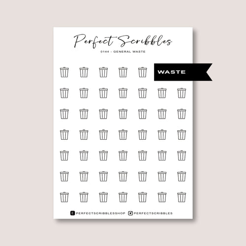 BIN DAY icon planner stickers | Minimal | Transparent matte | Stalogy, Hobonichi, Common planner