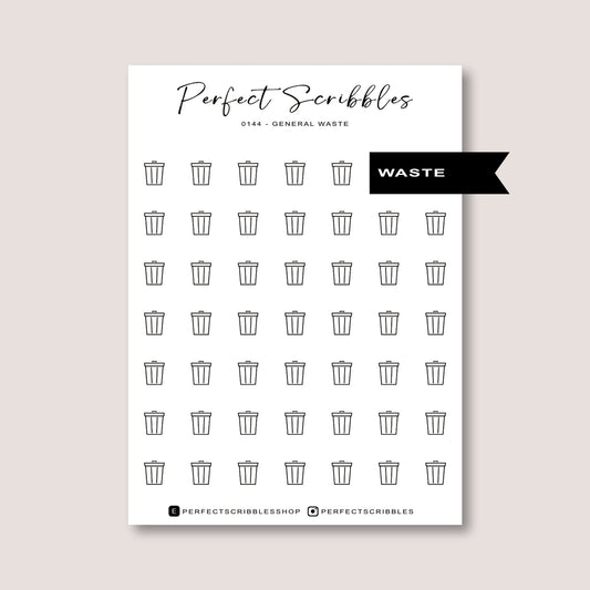 BIN DAY icon planner stickers | Minimal | Transparent matte | Stalogy, Hobonichi, Common planner