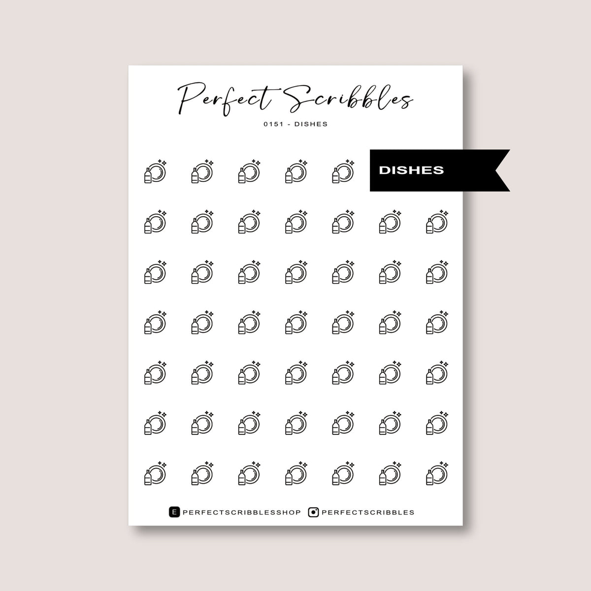 DISHES icon planner stickers | Minimal | Transparent matte | Stalogy, Hobonichi, Common planner