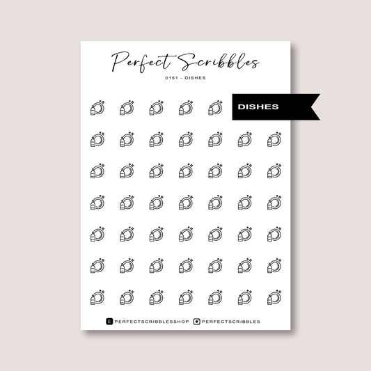 DISHES icon planner stickers | Minimal | Transparent matte | Stalogy, Hobonichi, Common planner