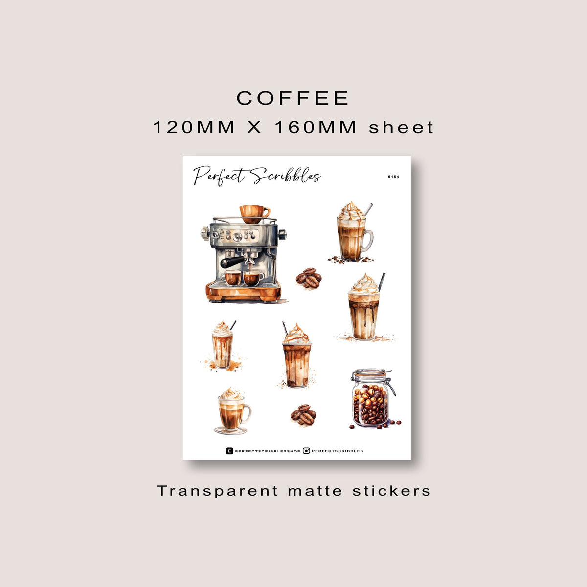 Coffee stickers | Transparent matte | Hobonichi Stalogy Common planner| UK based seller