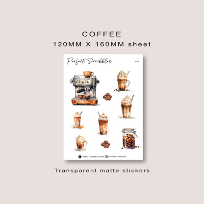 Coffee stickers | Transparent matte | Hobonichi Stalogy Common planner| UK based seller