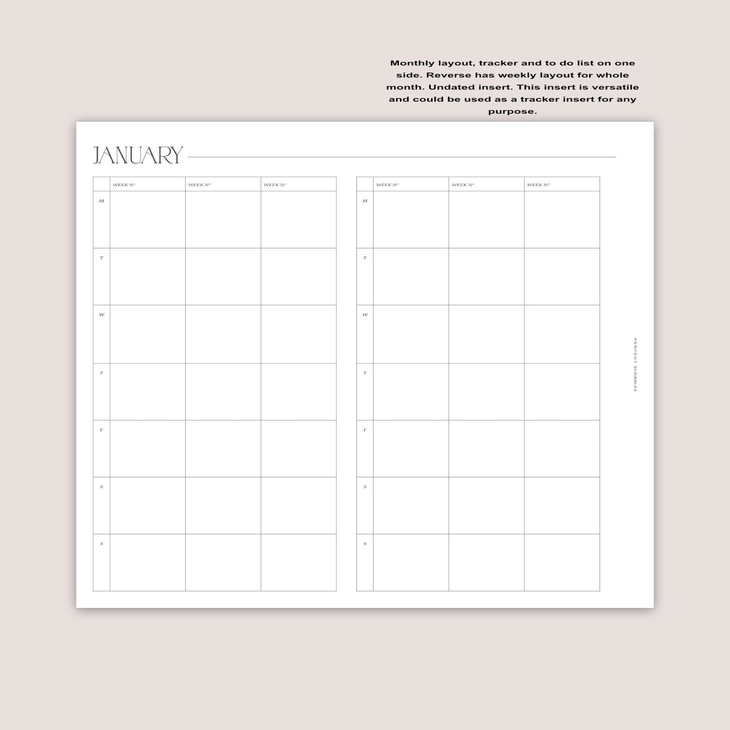 FCC | Franklin Covey Compact | Full year monthly foldout inserts with tracker and weeks on reverse | Ring planner insert | Digital download