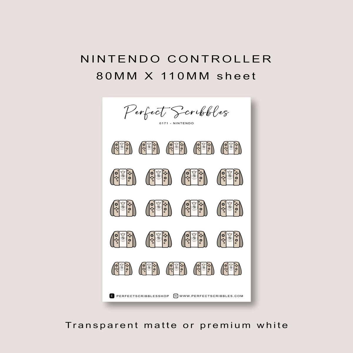 Nintendo icon planner stickers | Transparent matte | Premium white | Stalogy, Hobonichi, Common planner