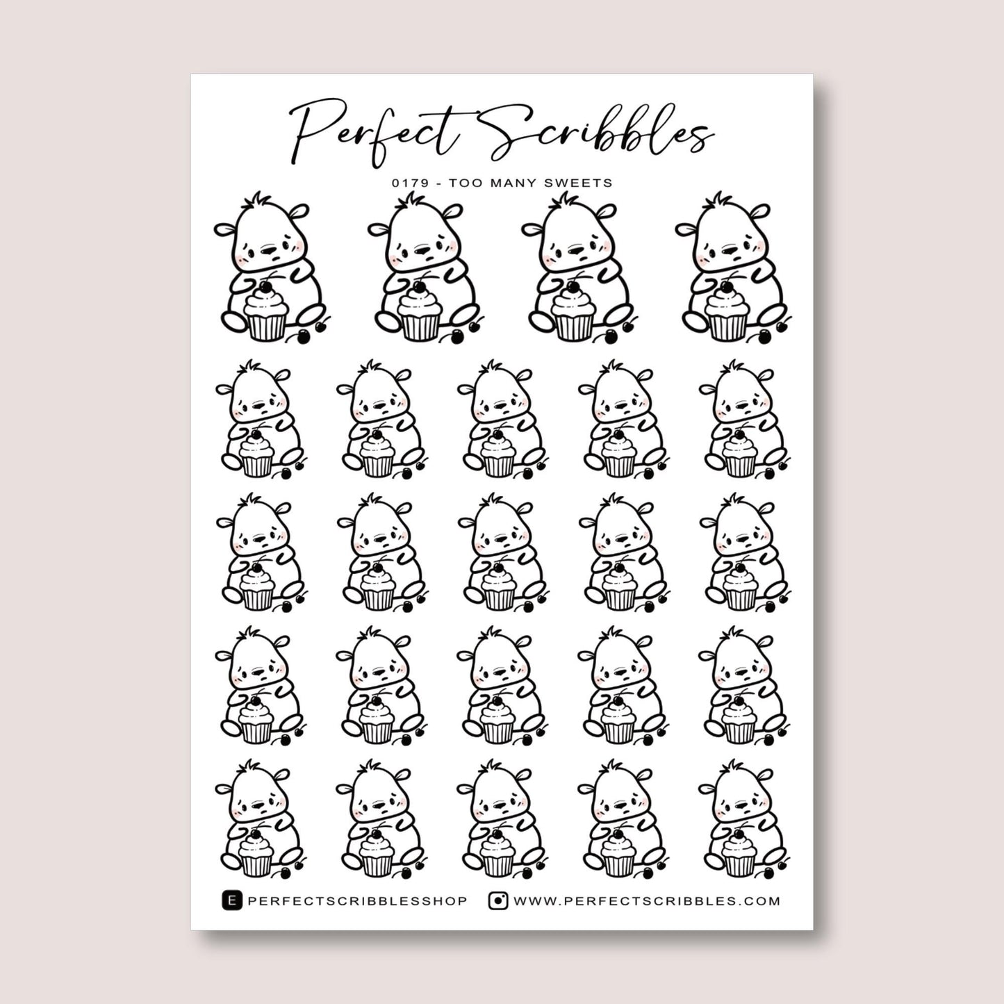 Pip who ate too much | Minimal Stickers | Transparent matte | Premium matte white | Stalogy, Hobonichi, Common planner