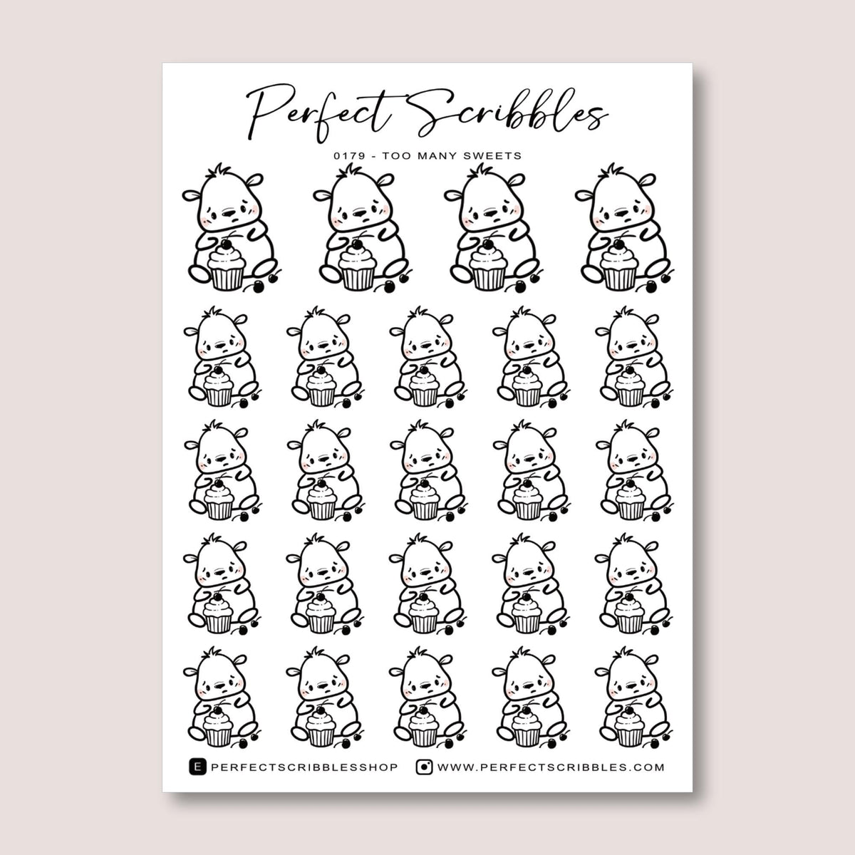 Pip Ate Too Much Planner Stickers | Washi | Premium matte white