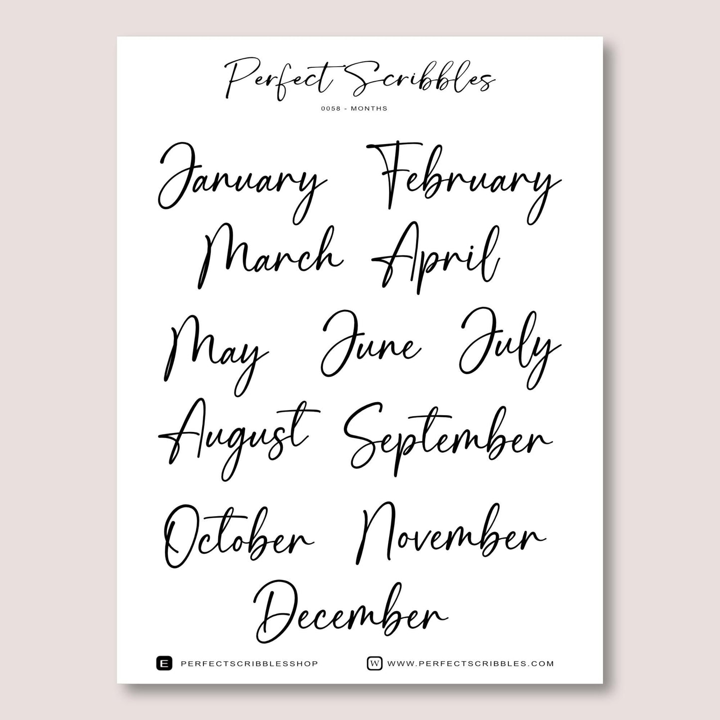 Month stickers | Transparent matte stickers | Minimal cursive design | Hobonichi Stalogy Common planner | UK based seller