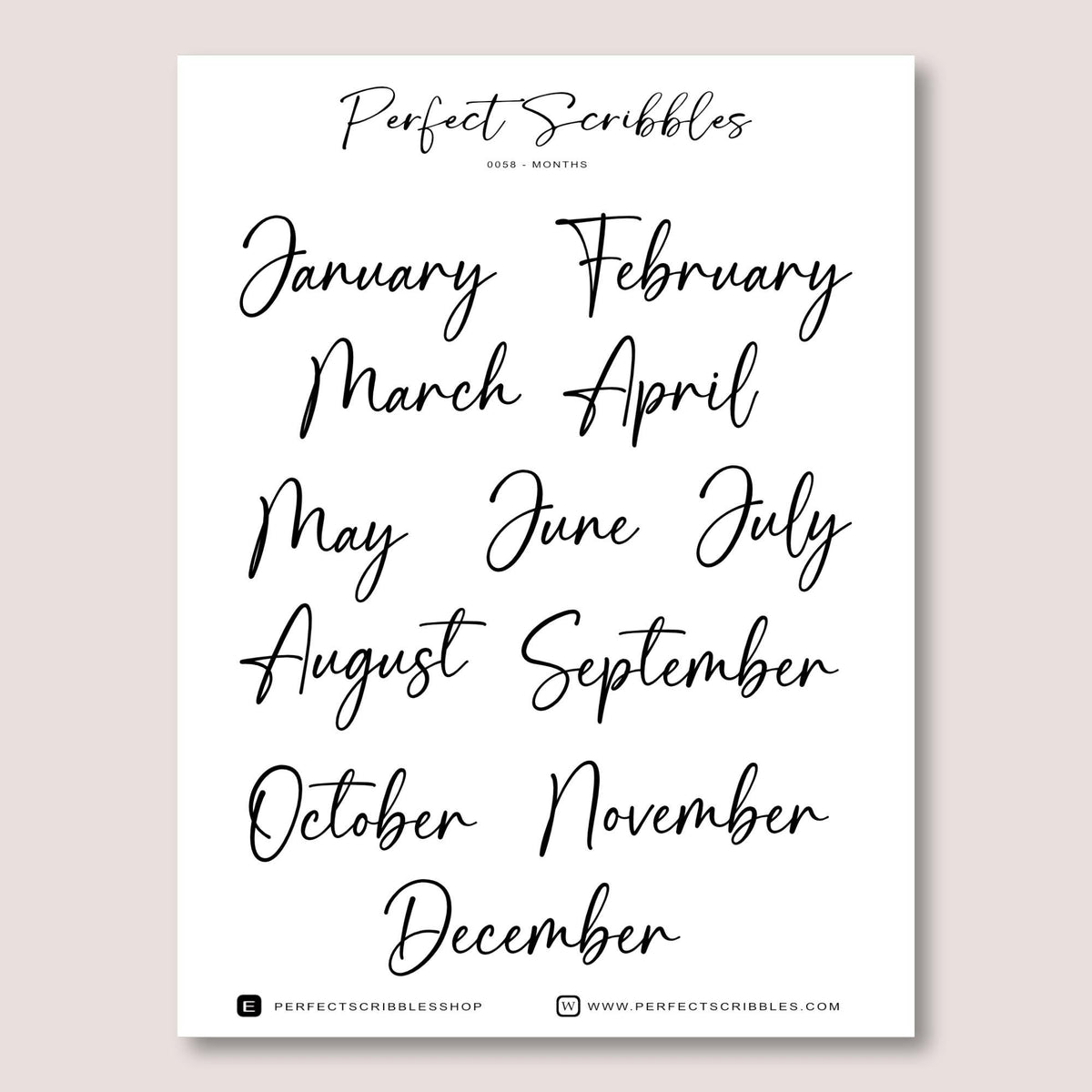 MONTH stickers For Journaling | Transparent Washi or Premium White | Minimal