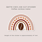 Matte vinyl die cut sticker | Coffee rainbow