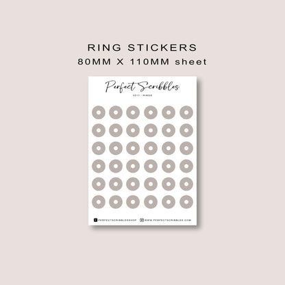 RING planner stickers | Minimal | Transparent matte | Stalogy, Hobonichi | Common planner