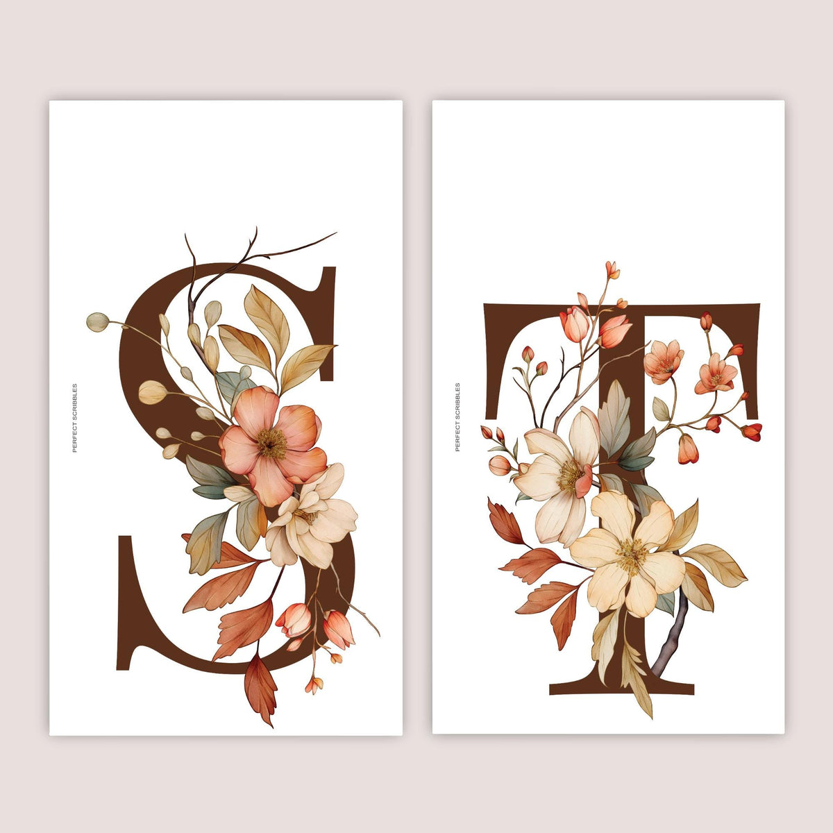 PERSONAL Floral Letter Dashboard | O - Z Letters | Vellum