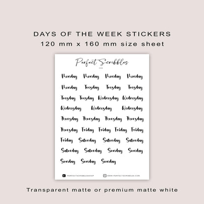 Weekdays stickers | Days of the week | Transparent matte stickers