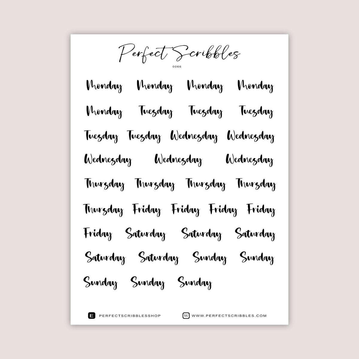 Weekdays stickers | Days of the week | Transparent matte stickers