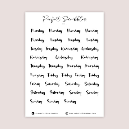 Weekdays stickers | Days of the week | Transparent matte stickers