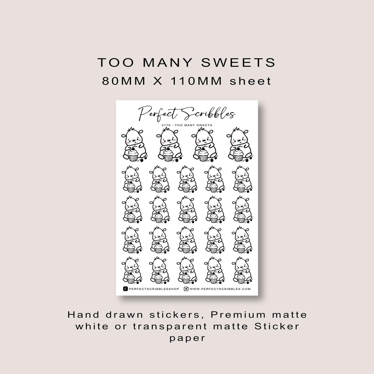 Pip Ate Too Much Planner Stickers | Washi | Premium matte white