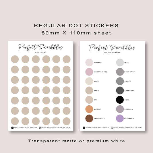 Regular dot stickers | Minimal | Transparent matte | Premium matte | Stalogy, Hobonichi, Common planner