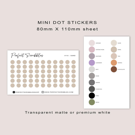 Mini dot stickers | Minimal | Credit card size sheet | Transparent matte | Premium matte white | Stalogy, Hobonichi | Common planner