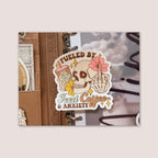 Matte vinyl die cut sticker | Fueled by Iced coffee and anxiety
