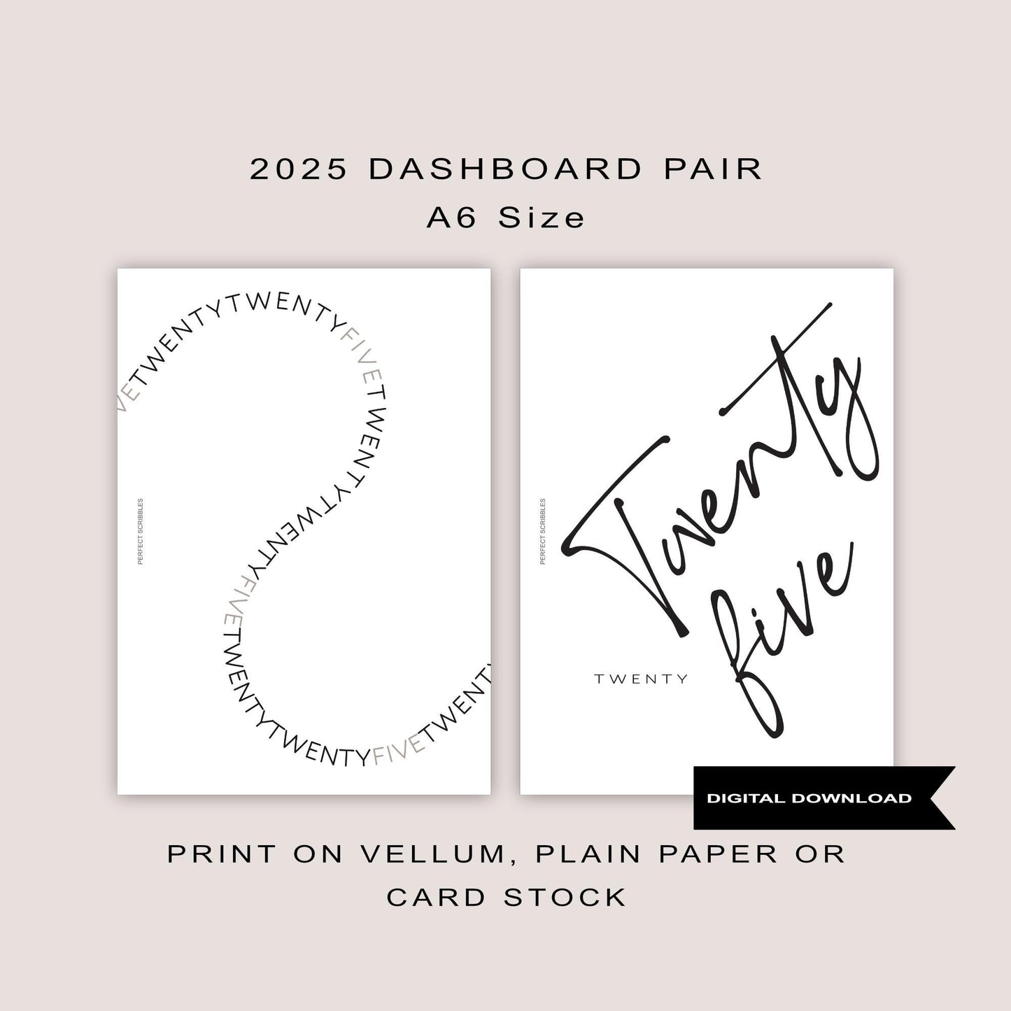 A6 2025 Dashboard pair | Digital printable | Tip in for Stalogy, Common planner, Papertess | Planner insert