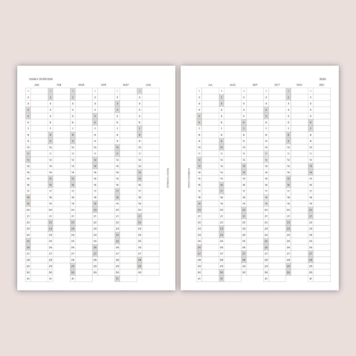 2025 Yearly & Quarterly inserts | PRINTED | Minimal design | A5, Personal, Personal wide, FCC, A6, Pocket Plus, Pocket | Paper option