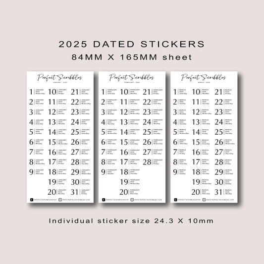 Minimal 2025 Dated | Transparent Matte Planner Stickers | Journal | Common Planner | Stalogy