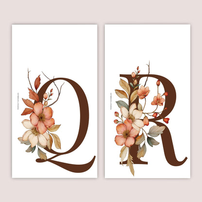 PERSONAL Floral Letter Dashboard | O - Z Letters | Vellum