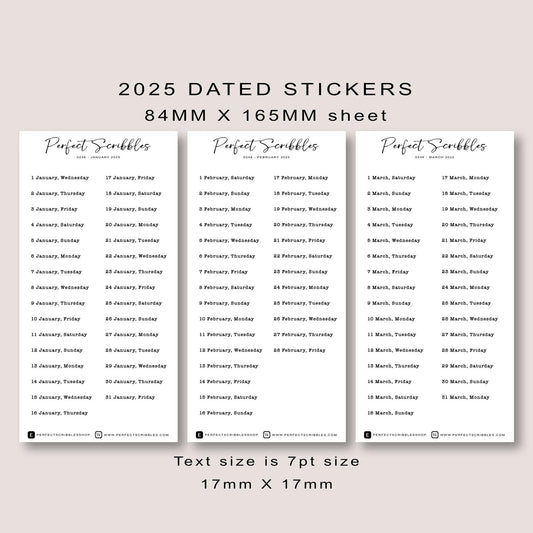 Minimal 2025 Dated | Transparent Matte Planner Stickers | Typewriter font | Journal | Common Planner | Stalogy