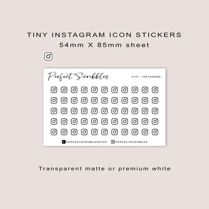 INSTAGRAM tiny icon planner stickers | Minimal | Credit card size sheet