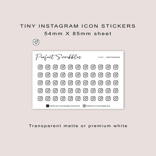 Tiny Instagram icon stickers | Minimal | Credit card size sheet | Transparent matte