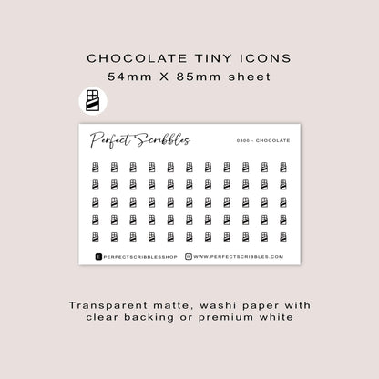 CHOCOLATE tiny icon planner stickers | Minimal | Credit card size sheet