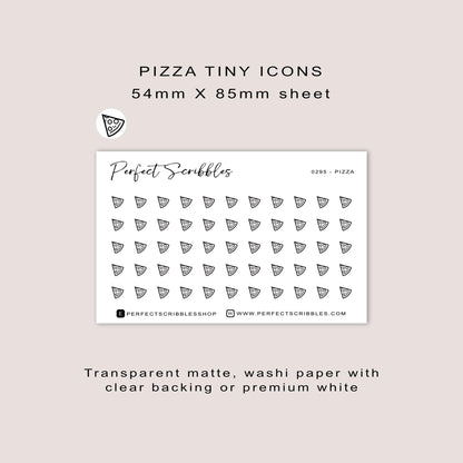 PIZZA tiny icon planner stickers | Minimal | Credit card size sheet