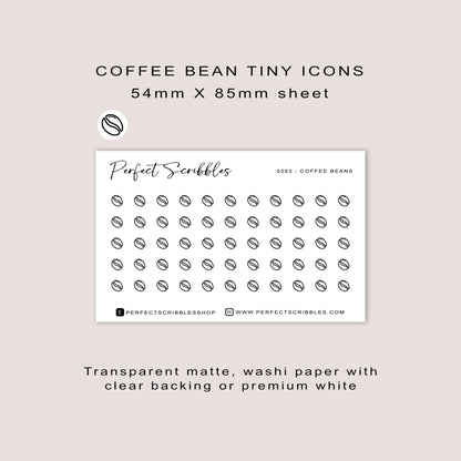 COFFEE BEAN tiny icon planner stickers | Minimal | Credit card size sheet