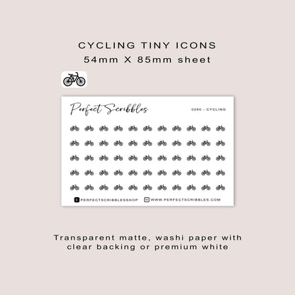 CYCLING tiny icon stickers | Minimal | Credit card size sheet