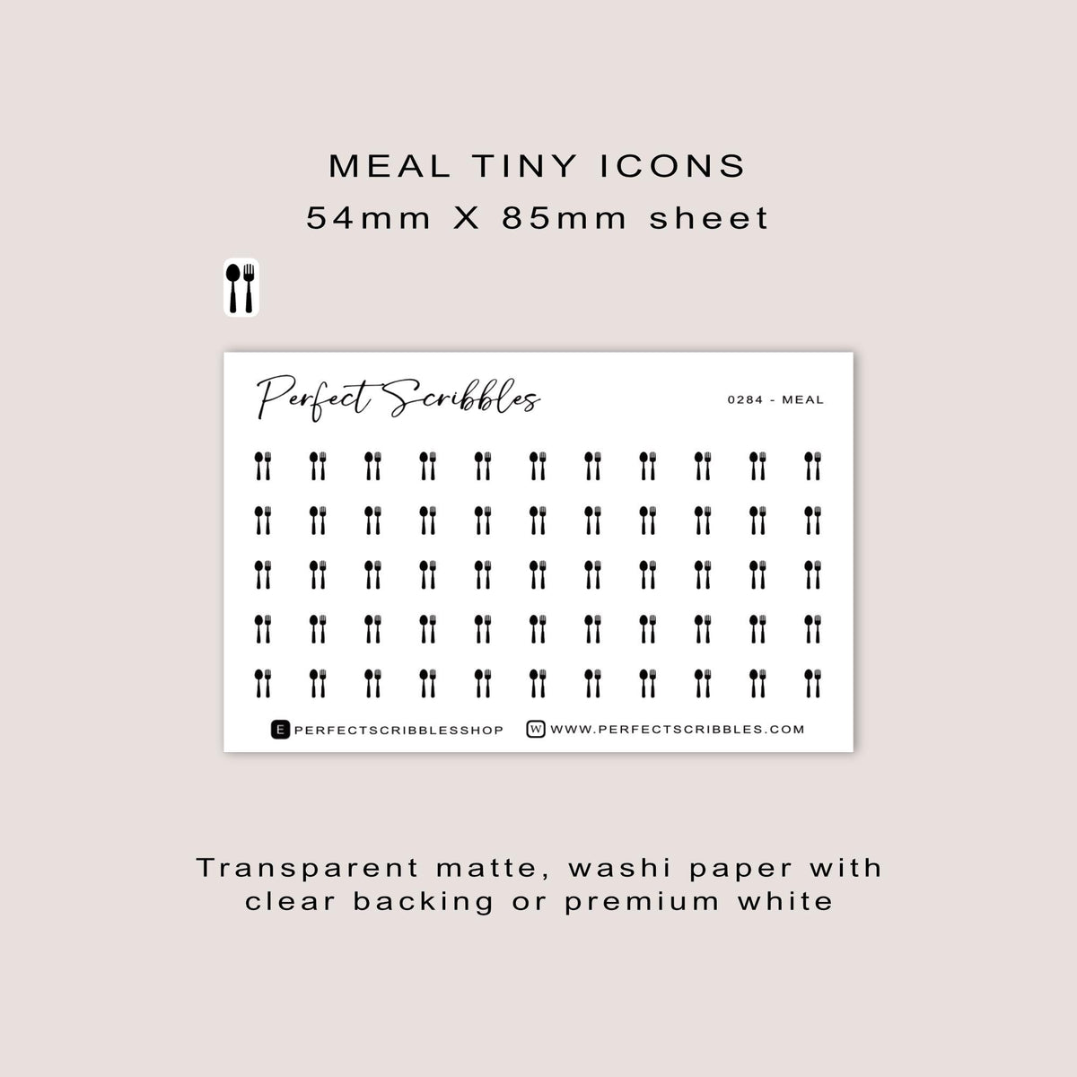 MEAL tiny icon planner stickers | Minimal | Credit card size sheet