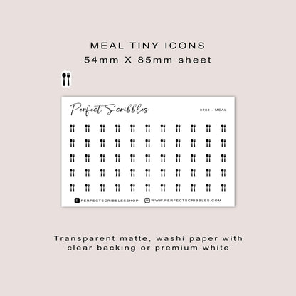 MEAL tiny icon planner stickers | Minimal | Credit card size sheet