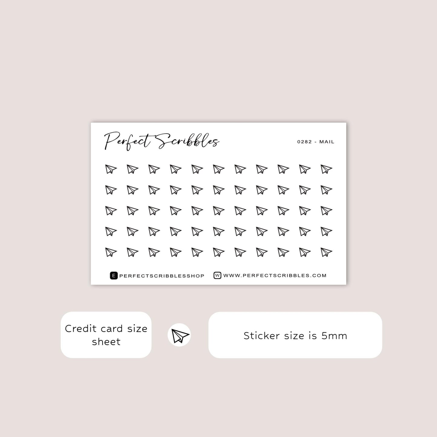 MAIL tiny icon stickers | Minimal | Credit card size sheet | Transparent matte | Washi