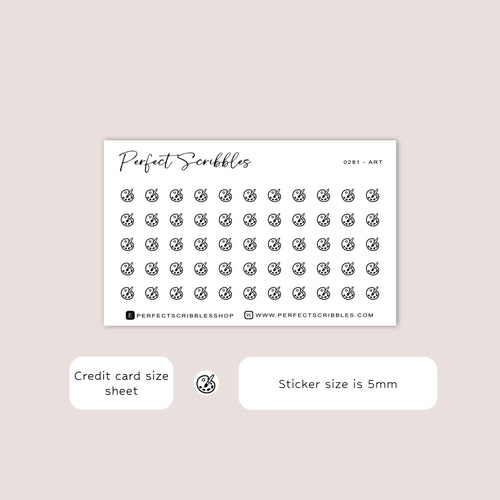 ART tiny icon planner stickers | Minimal | Credit card size sheet