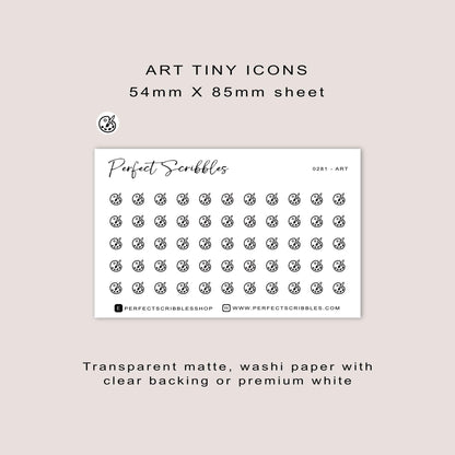 ART tiny icon planner stickers | Minimal | Credit card size sheet