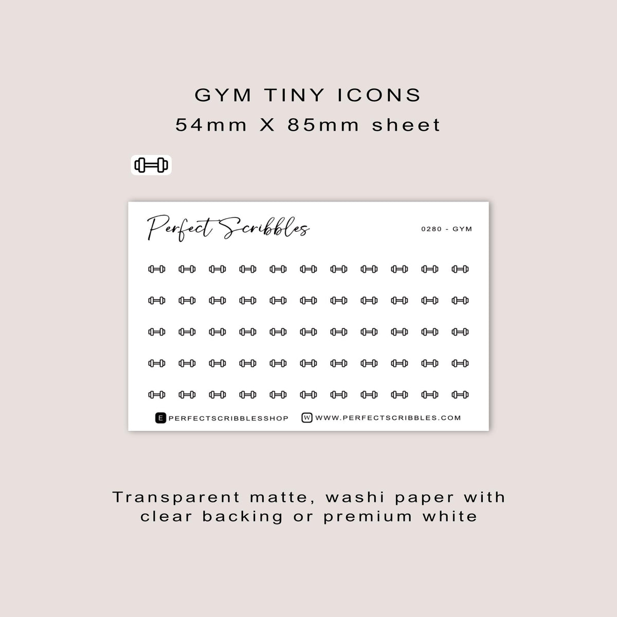GYM tiny icon planner stickers | Minimal | Credit card size sheet