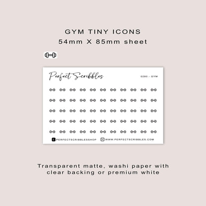 GYM tiny icon planner stickers | Minimal | Credit card size sheet