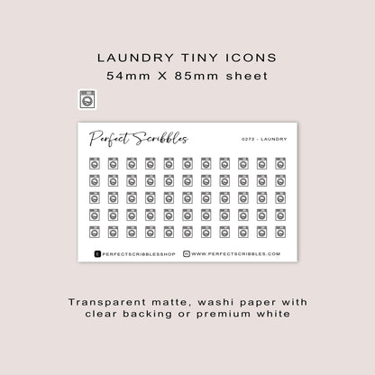 LAUNDRY tiny icon stickers | Minimal | Credit card size sheet