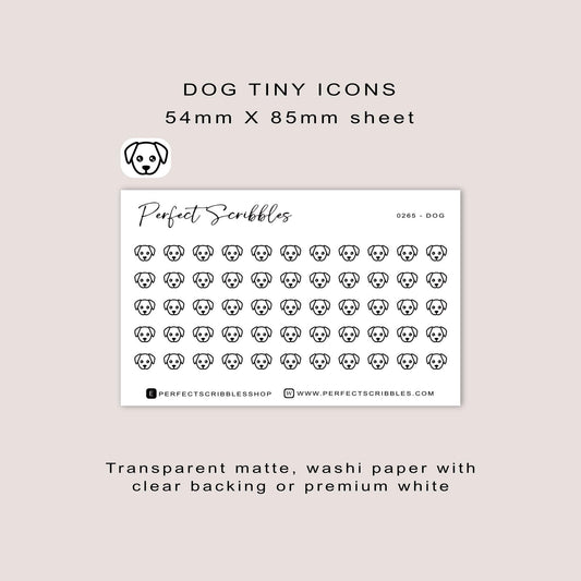 DOG tiny icon stickers | Minimal | Credit card size sheet | Transparent matte | Washi